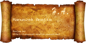 Hanuszek Anetta névjegykártya